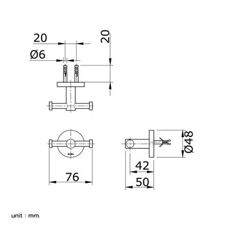 ขอแขวนผ้า TOTO TX704AES-MB สีดำ_1