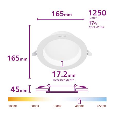 ดาวน์ไลท์ LED PHILIPS MESON COMFORT 6 นิ้ว 17 วัตต์ COOL WHITE สีขาว_7