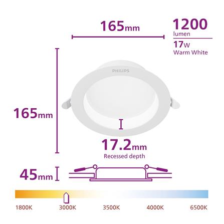 ดาวน์ไลท์ LED PHILIPS MESON COMFORT 6 นิ้ว 17 วัตต์ WARM WHITE สีขาว_7
