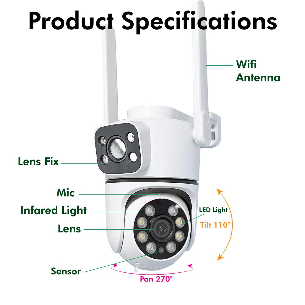 กล้องวงจรปิดภายนอก EAGLE EYE 2 เลนส์ 3+3MP 3 ล้านพิกเซล (1 แถม 1) แถมฟรี 2 SD CARD 64 GB