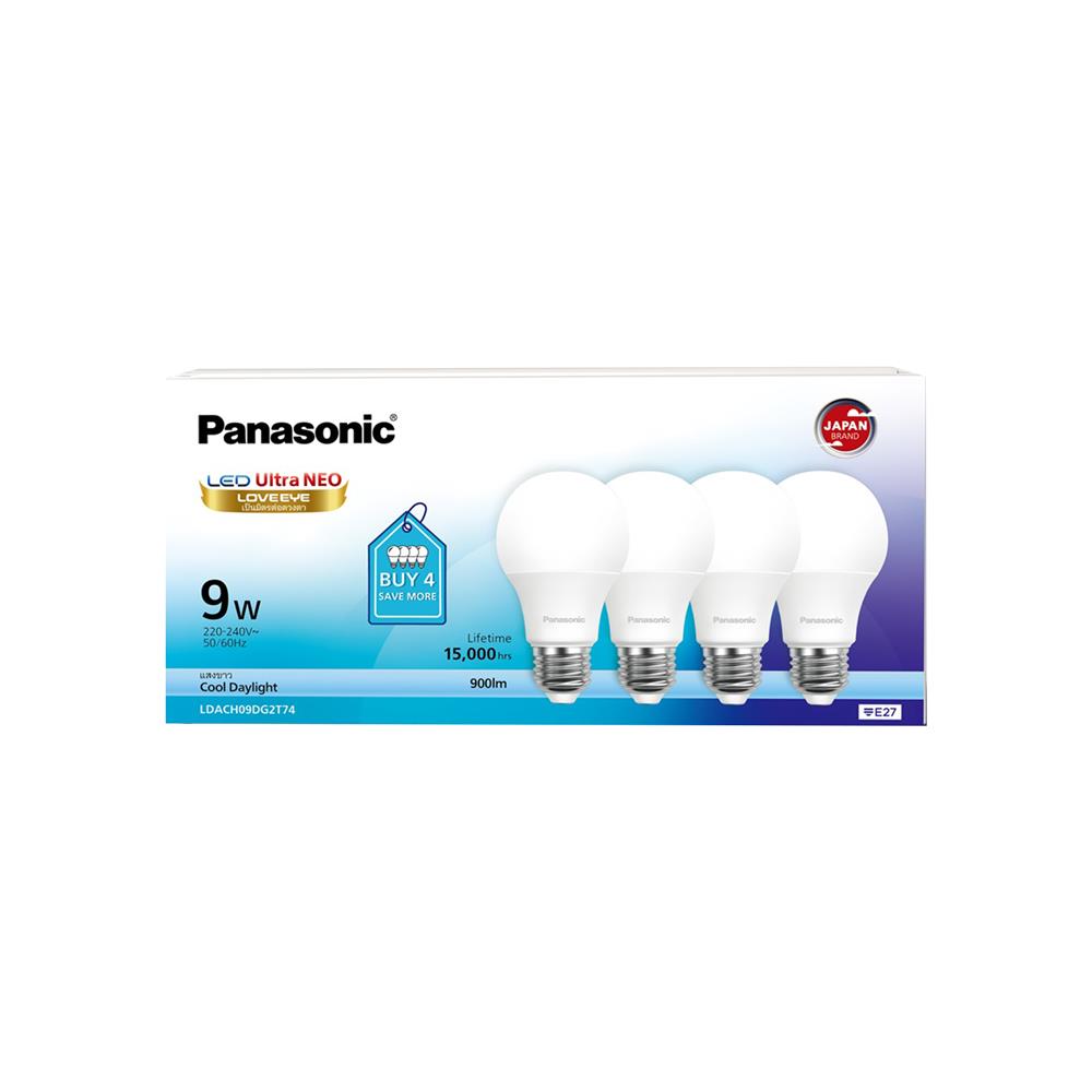 หลอด LED PANASONIC ULTRA NEO 9 วัตต์ DAYLIGHT E27 (แพ็ก 4 ชิ้น)