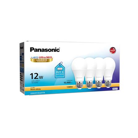 หลอด LED PANASONIC ULTRA NEO 12 วัตต์ WARM WHITE E27 (แพ็ก 4 ชิ้น)_2