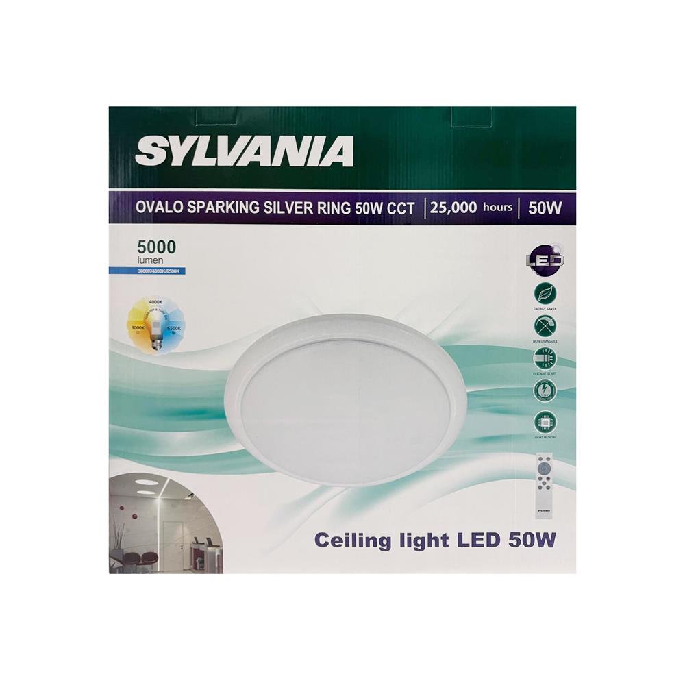 ไฟเพดาน LED SYLVANIA SPARKING SILVER 19 นิ้ว 50 วัตต์ DAYLIGHT/COOL WHITE/WARM WHITE สีขาว