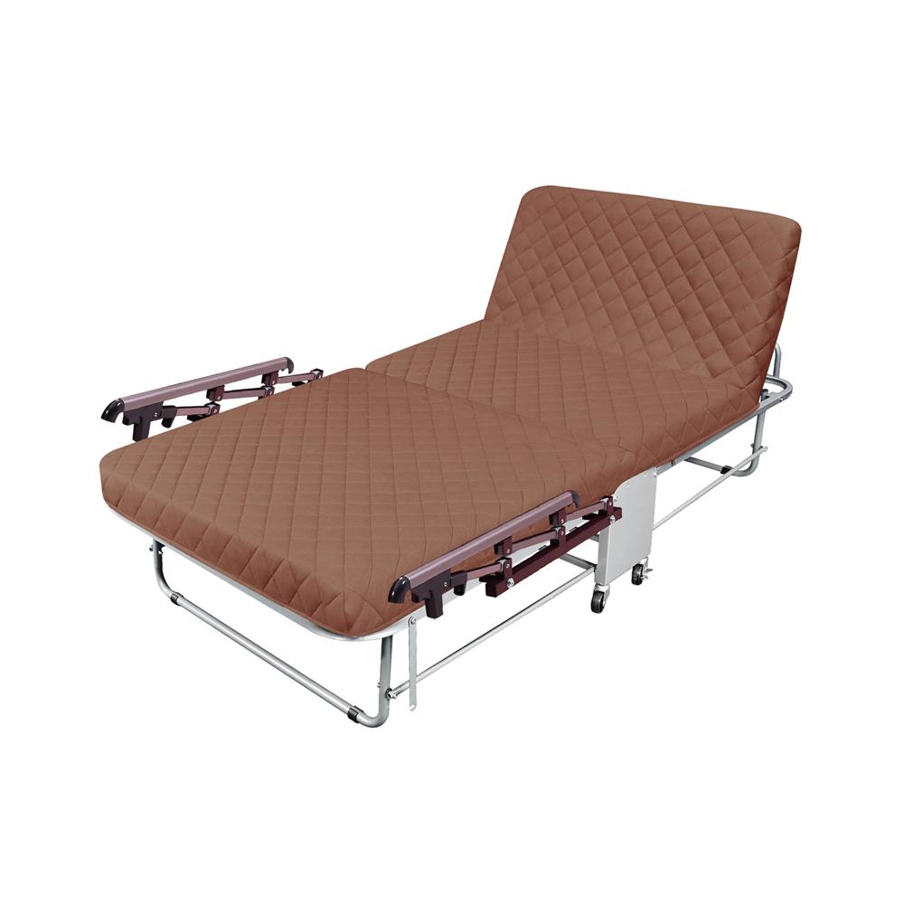 เตียงพับพร้อม TOPPER ราวกั้นพับได้ THAIBULL OLT237-75H สี BROWN