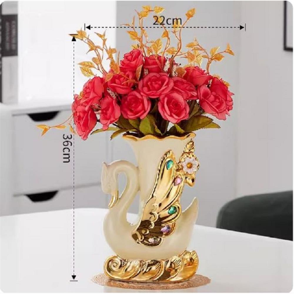 ของตกแต่ง แจกันพร้อมกุหลาบแดง CT209E041_13 สีแดง