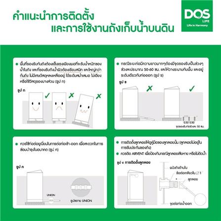 ถังเก็บน้ำ DOS WATER PAC DX5 1000 ลิตร+ปั๊ม HITACHI WMP250XX2 250 วัตต์+เครื่องกรองน้ำใช้ DUPONT สีเทา_11
