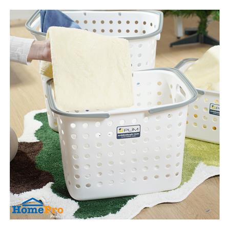 ตะกร้าผ้าเหลี่ยมหูหิ้ว PLIM OLEN SIZE M สีขาว_4