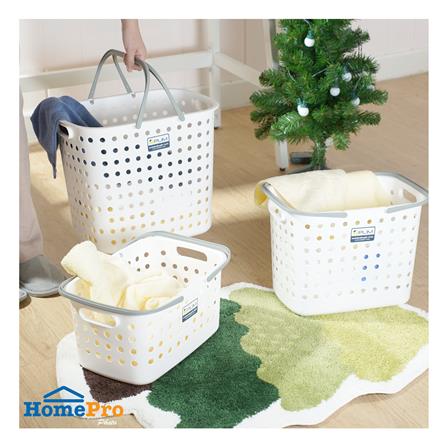 ตะกร้าผ้าเหลี่ยมหูหิ้ว PLIM OLEN SIZE M สีขาว_5