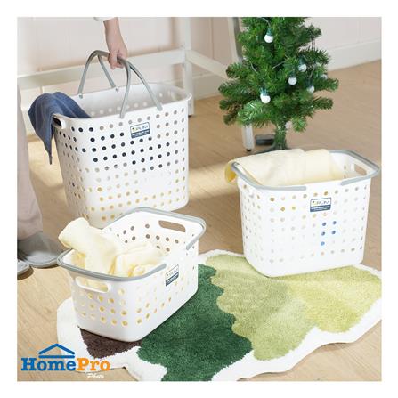 ตะกร้าผ้าเหลี่ยมหูหิ้ว PLIM OLEN SIZE S สีขาว_5