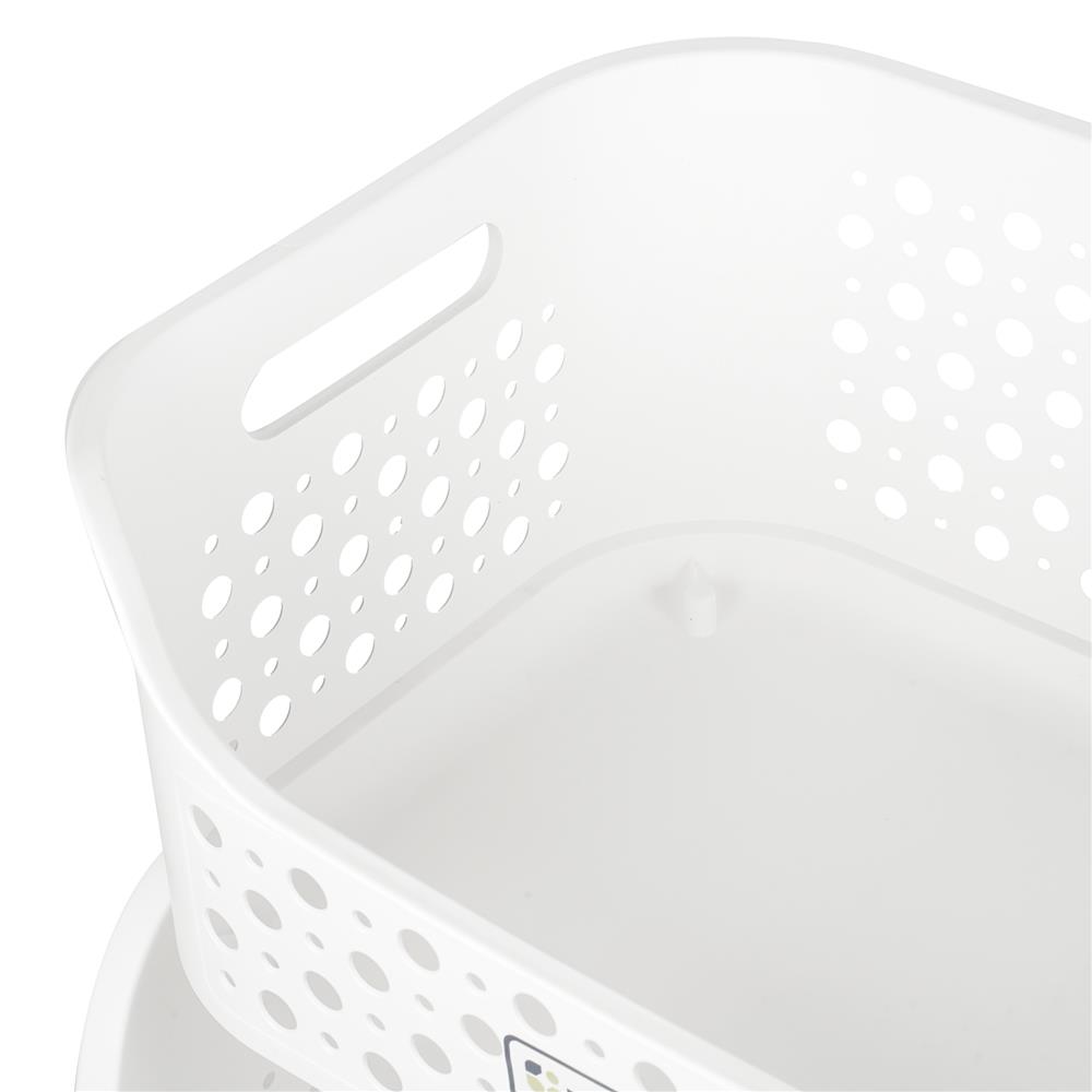 ตะกร้าผ้าเหลี่ยมมีล้อ 2 ชั้น PLIM OLIS สีขาว