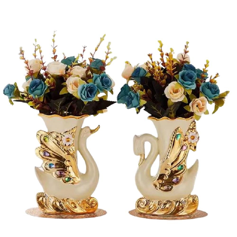 ของตกแต่ง แจกันพร้อมกุหลาบ INTERY CT209E041_14 สีฟ้า_0