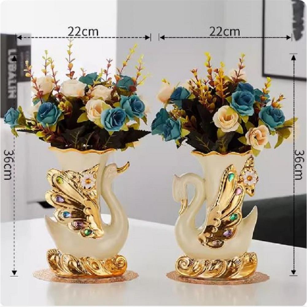 ของตกแต่ง แจกันพร้อมกุหลาบ INTERY CT209E041_14 สีฟ้า