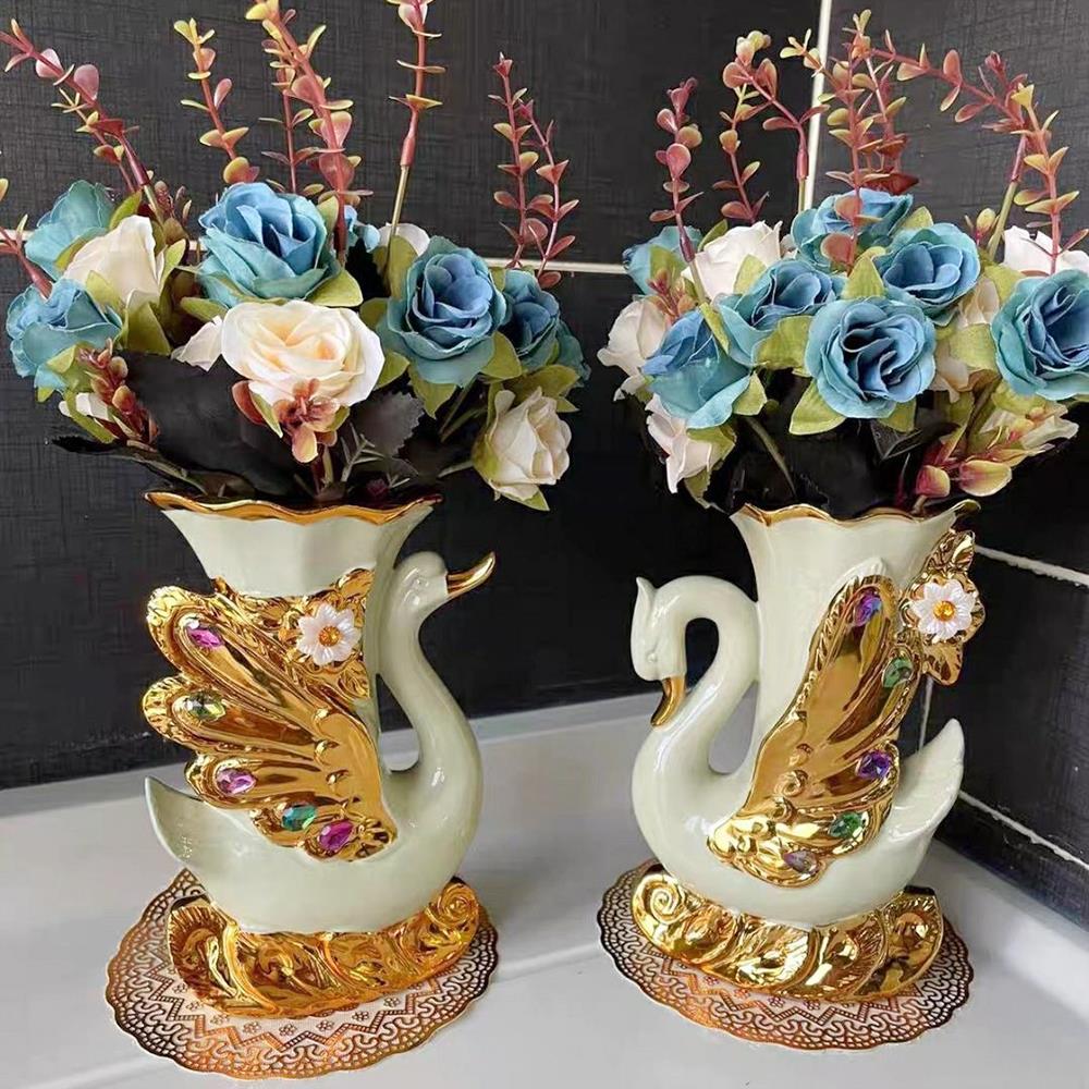 ของตกแต่ง แจกันพร้อมกุหลาบ INTERY CT209E041_14 สีฟ้า