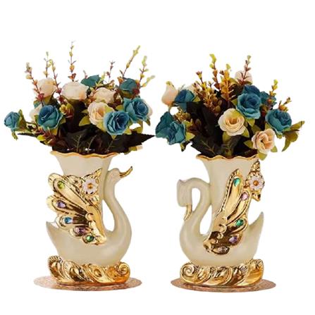 ของตกแต่ง แจกันพร้อมกุหลาบ INTERY CT209E041_14 สีฟ้า_1