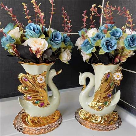 ของตกแต่ง แจกันพร้อมกุหลาบ INTERY CT209E041_14 สีฟ้า_5