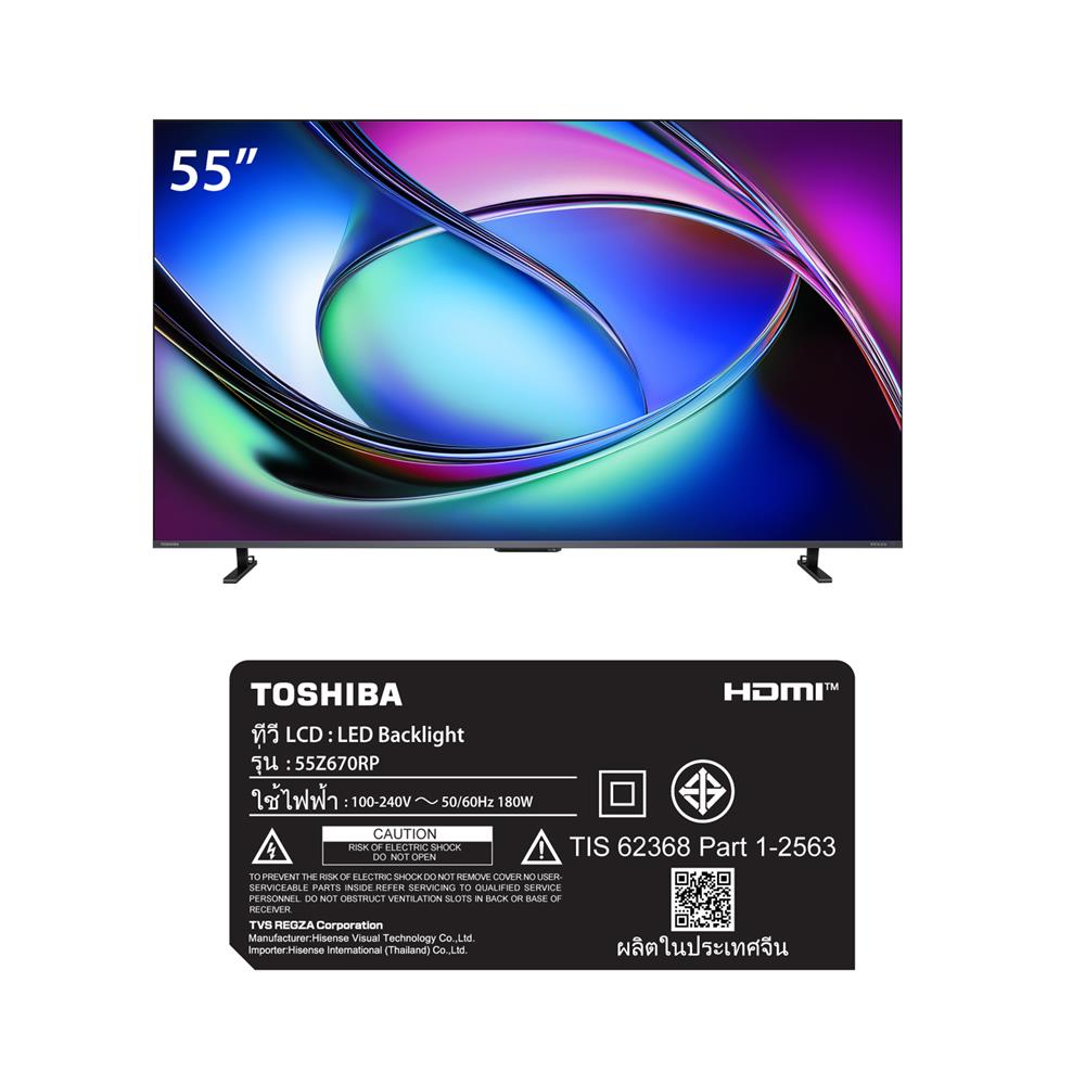 ทีวีมินิแอลอีดี 55 นิ้ว TOSHIBA (4K, MINI LED, VIDAA) 55Z670RP