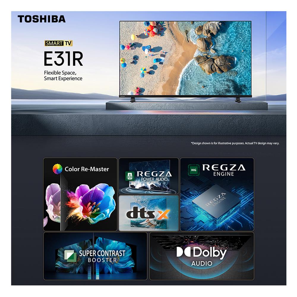 ทีวีแอลอีดี 32 นิ้ว TOSHIBA (HD, LED, VIDAA) 32E31RP