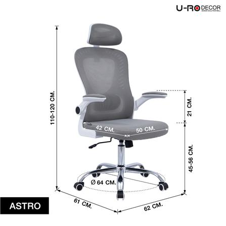 เก้าอี้สำนักงาน U-RODECOR ASTRO สีเทา_10