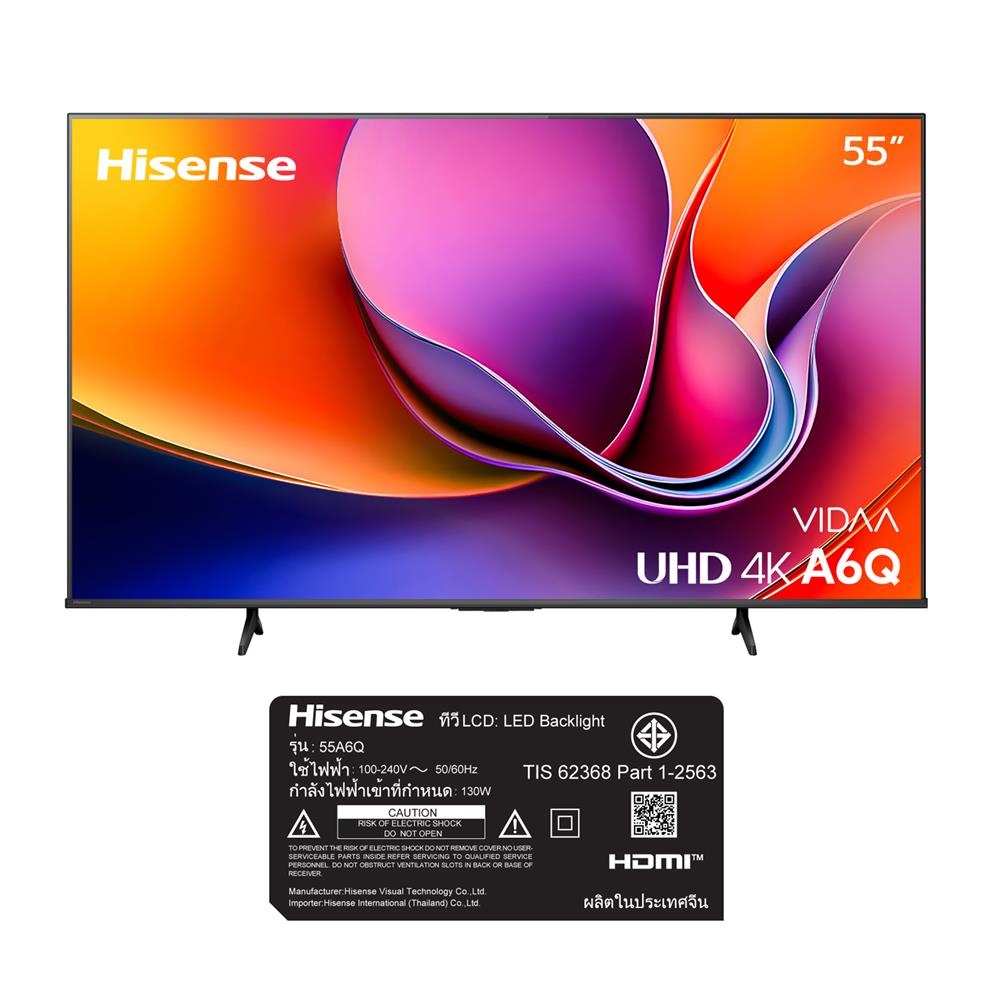 ทีวีแอลอีดี 55 นิ้ว HISENSE (4K, LED, VIDAA) 55A6Q