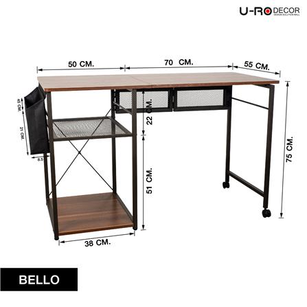 โต๊ะทำงาน U-RODECOR BELLO 120 ซม. สีวอลนัท_21