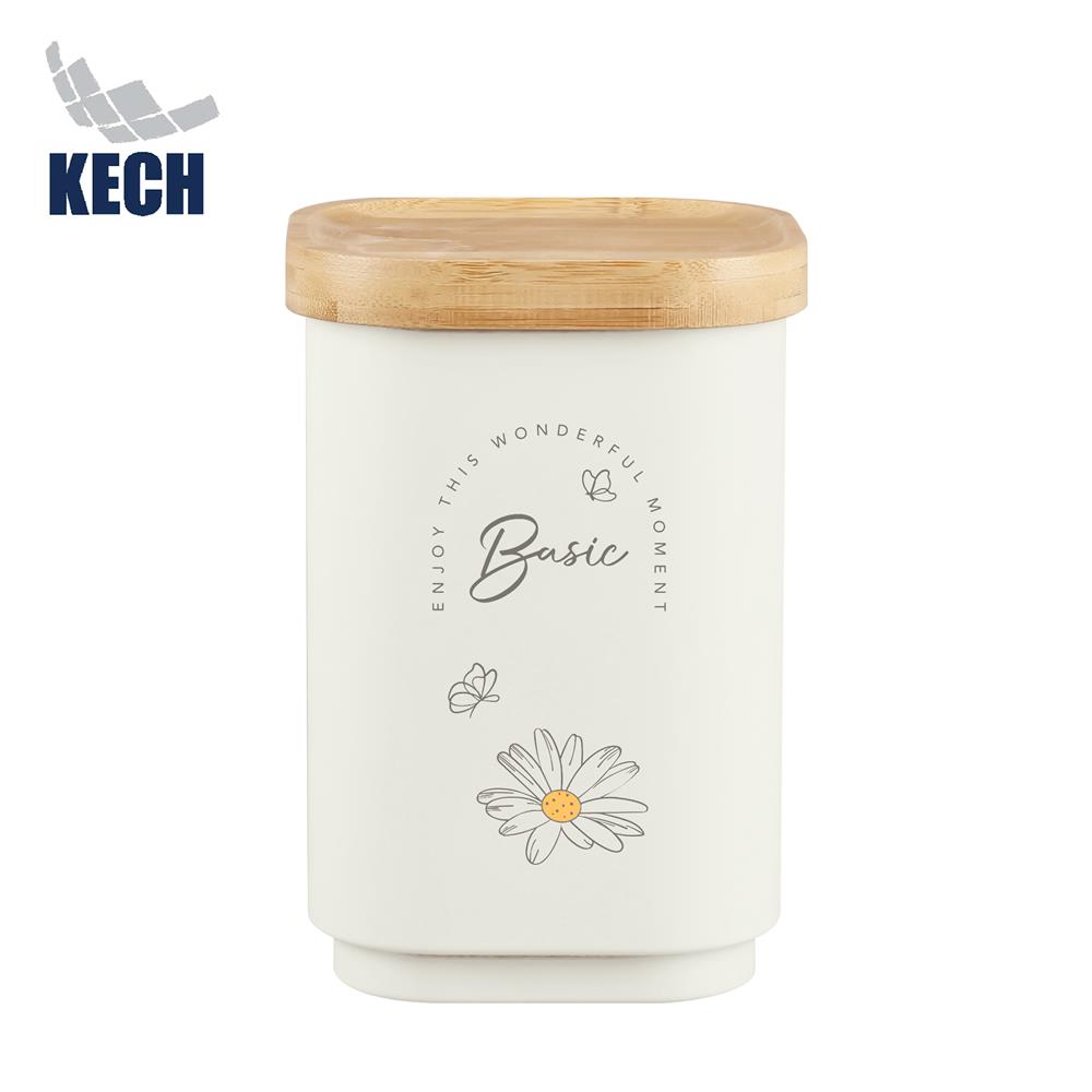 ขวดโหลเหลี่ยมฝาดึง 1.3 ลิตร KECH MOTHA สีครีม