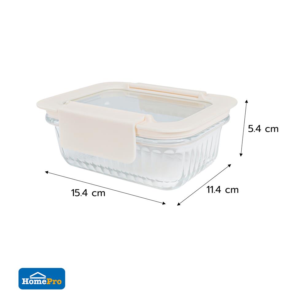 กล่องอาหารแก้วผืนผ้า KECH BELLA 0.37 ลิตร สีขาว