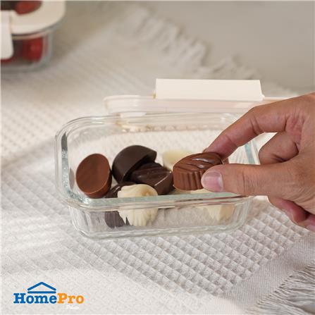 กล่องอาหารแก้วผืนผ้า KECH BELLA 0.37 ลิตร สีขาว_4