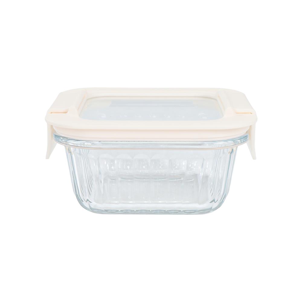 กล่องอาหารแก้วจัตุรัส KECH BELLA 0.32 ลิตร สีขาว