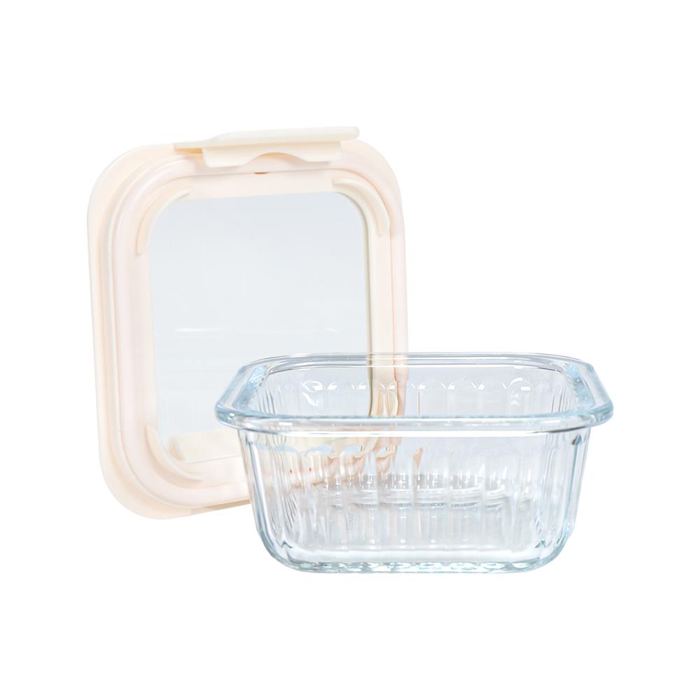 กล่องอาหารแก้วจัตุรัส KECH BELLA 0.32 ลิตร สีขาว