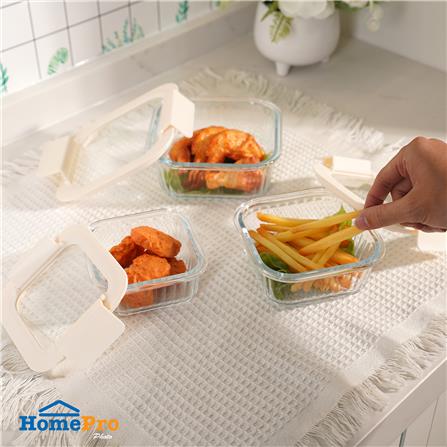 กล่องอาหารแก้วจัตุรัส KECH BELLA 0.32 ลิตร สีขาว_3