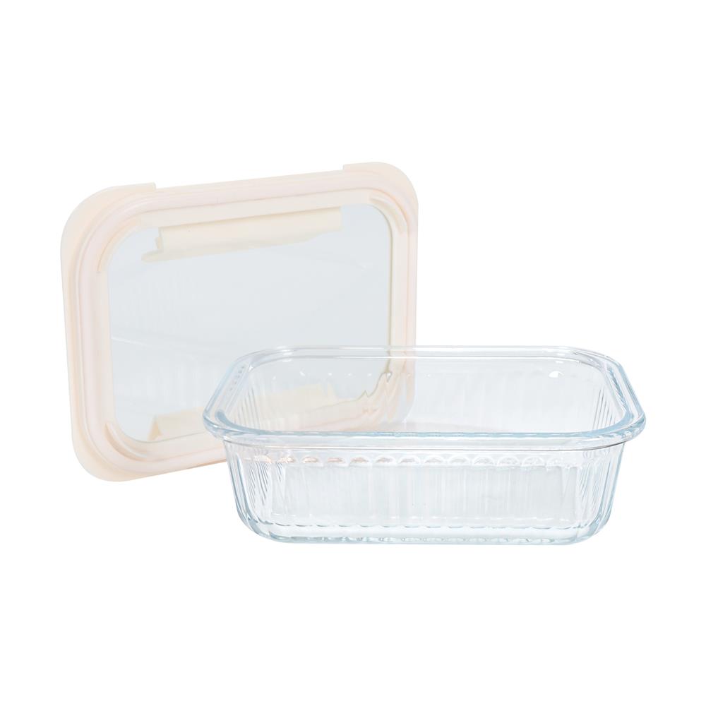 กล่องอาหารแก้วผืนผ้า KECH BELLA 0.64 ลิตร สีขาว