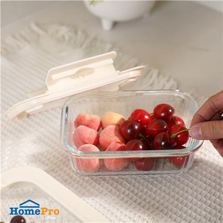 กล่องอาหารแก้วผืนผ้า KECH BELLA 0.64 ลิตร สีขาว_4