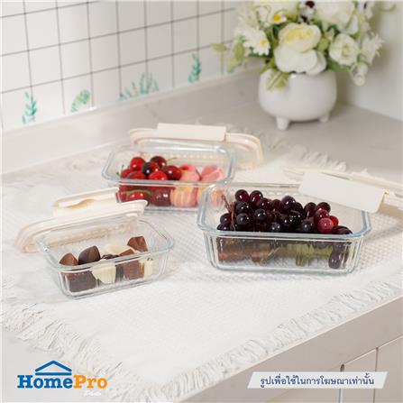 กล่องอาหารแก้วผืนผ้า KECH BELLA 0.64 ลิตร สีขาว_5
