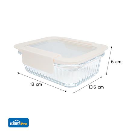 กล่องอาหารแก้วผืนผ้า KECH BELLA 0.64 ลิตร สีขาว_6