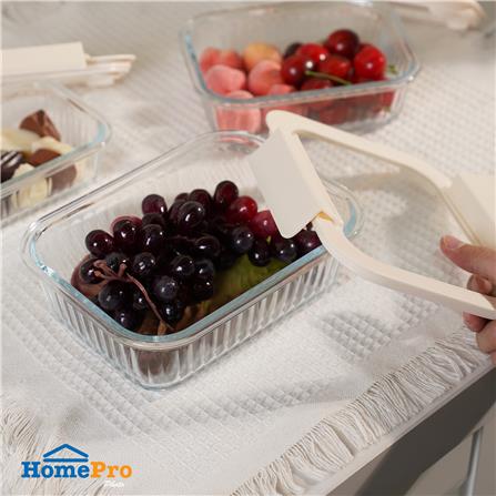 กล่องอาหารแก้วผืนผ้า KECH BELLA 1.05 ลิตร สีขาว_5