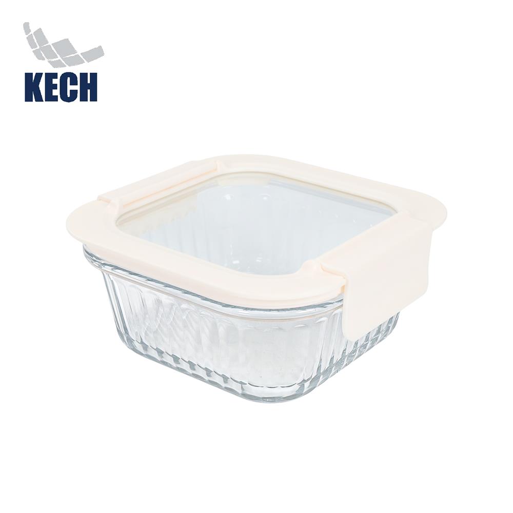 กล่องอาหารแก้วจัตุรัส KECH BELLA 0.52 ลิตร สีขาว