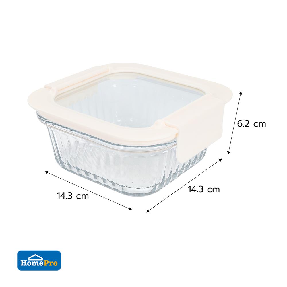 กล่องอาหารแก้วจัตุรัส KECH BELLA 0.52 ลิตร สีขาว