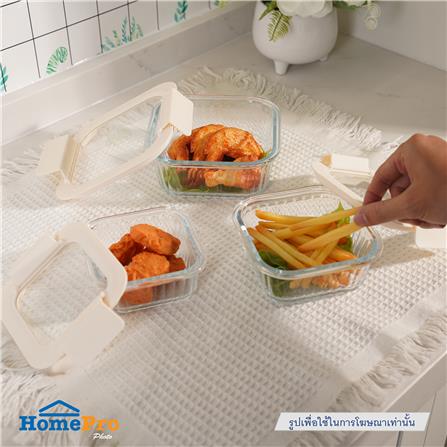 กล่องอาหารแก้วจัตุรัส KECH BELLA 0.8 ลิตร สีขาว_4