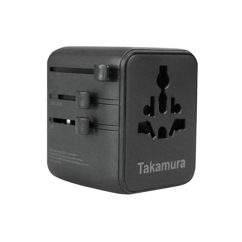 หัวแปลงปลั๊กไฟสากลพร้อมที่ชาร์จ TAKAMURA TUT-20A สีดำ
