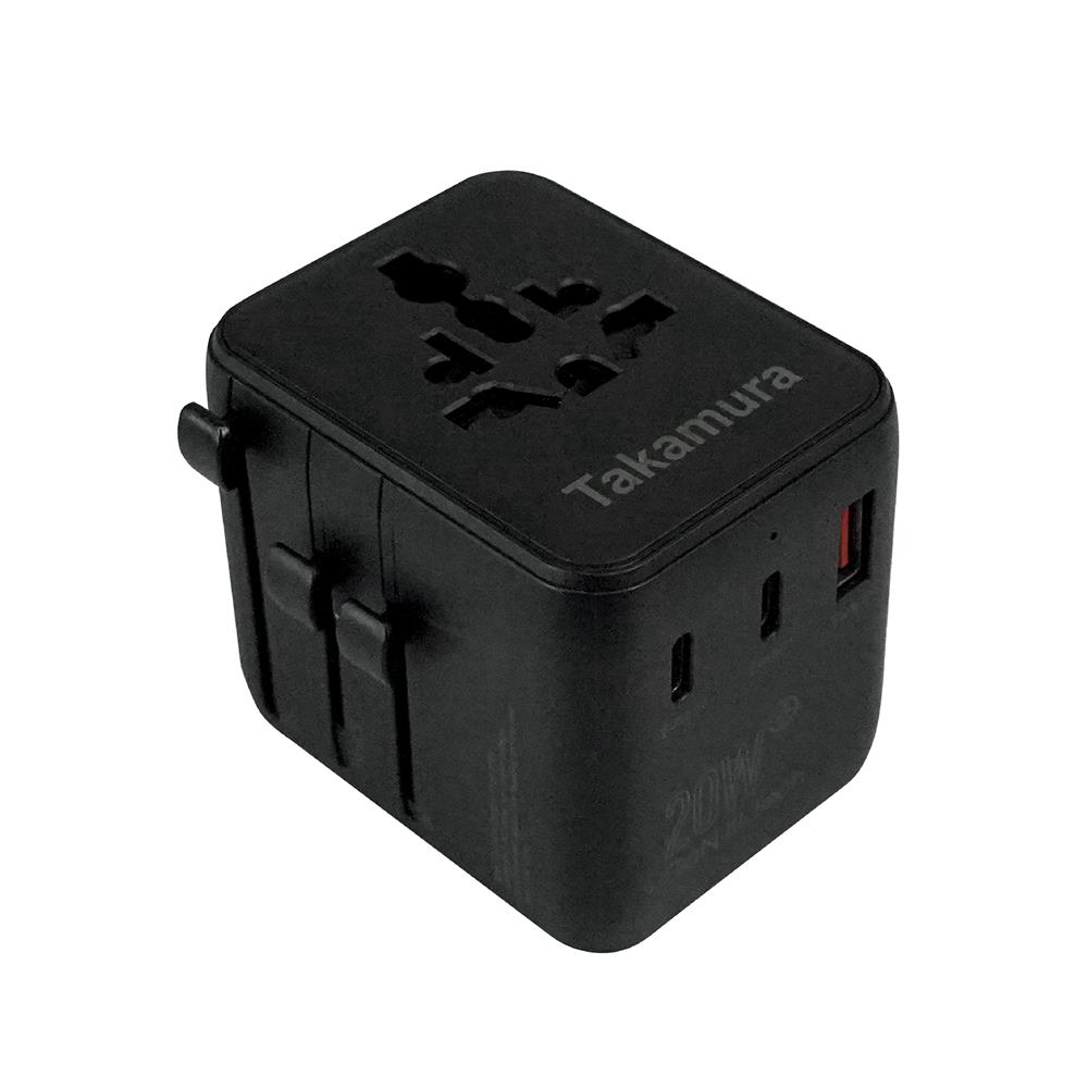 หัวแปลงปลั๊กไฟสากลพร้อมที่ชาร์จ TAKAMURA TUT-20A สีดำ