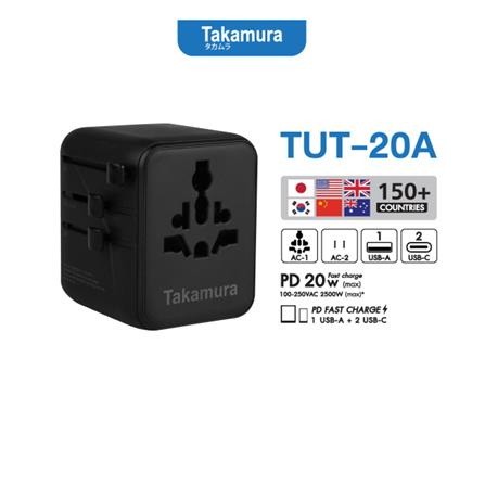 หัวแปลงปลั๊กไฟสากลพร้อมที่ชาร์จ TAKAMURA TUT-20A สีดำ_4