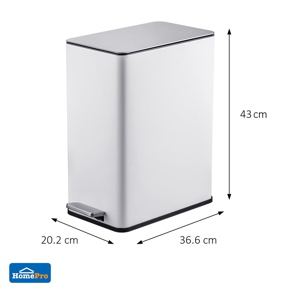 ถังขยะเหยียบเหลี่ยม ACCO VERTA 15 ลิตร สีขาว