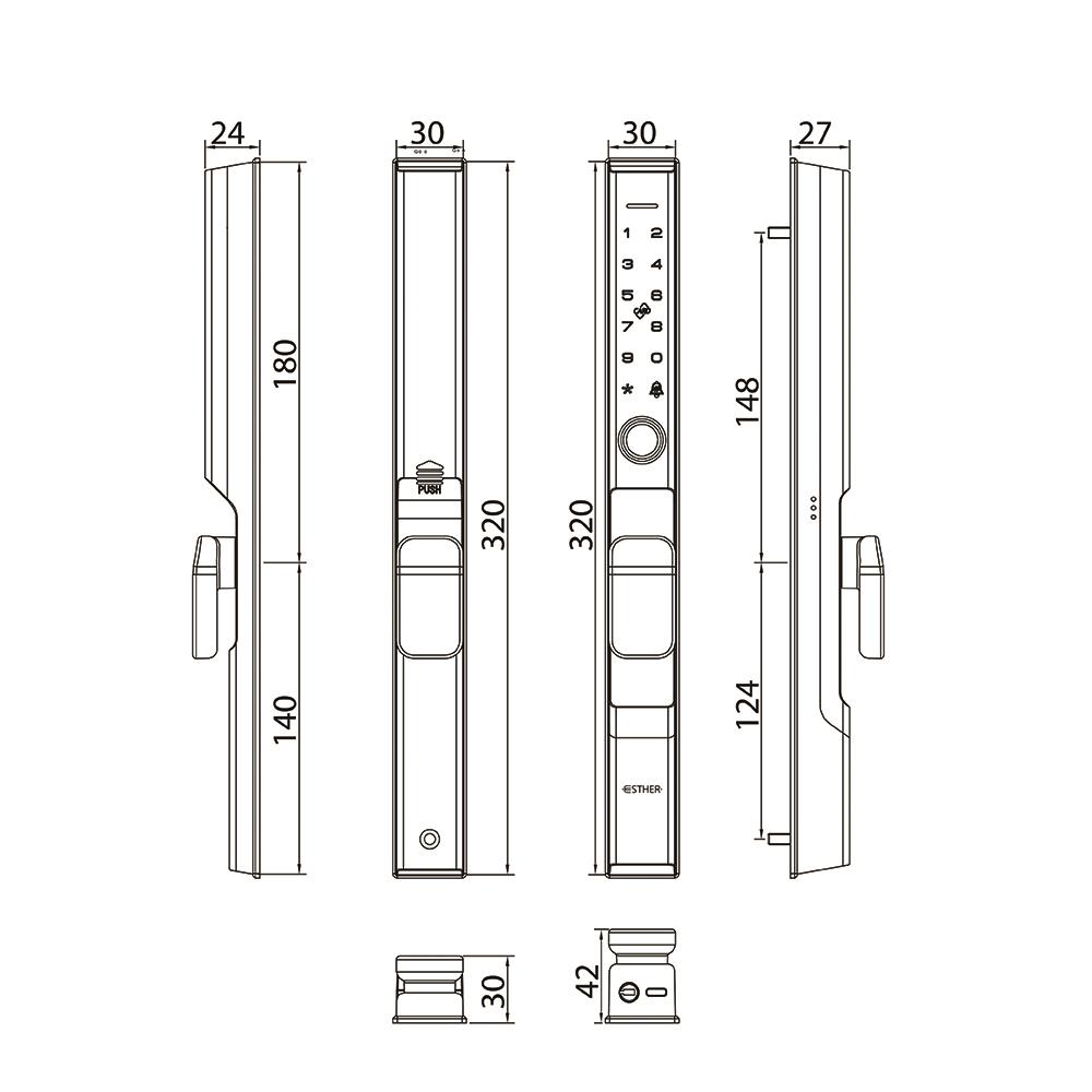 กลอนดิจิตอล ESTHER EAE-08-332-5 สีดำ