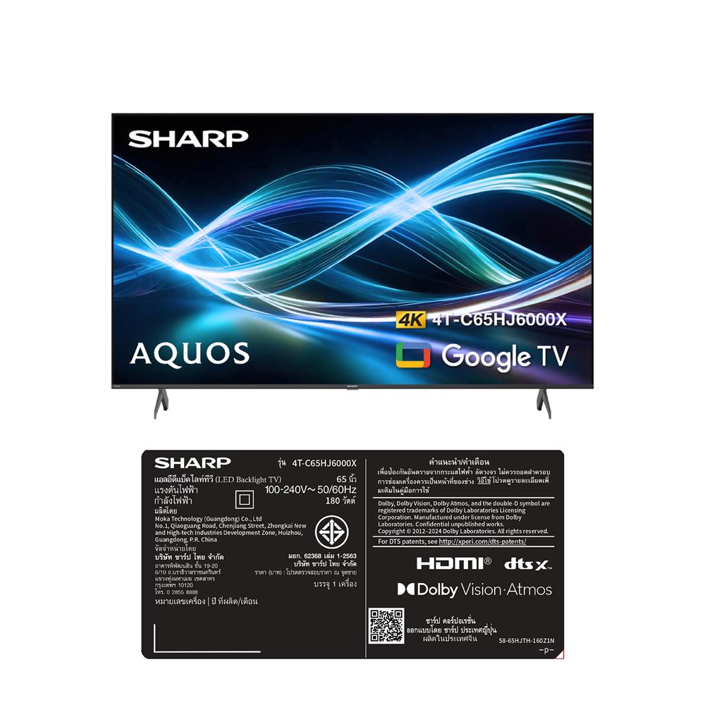 ทีวีแอลอีดี 65 นิ้ว SHARP (4K, LED, GOOGLE TV) 4T-C65HJ6000X