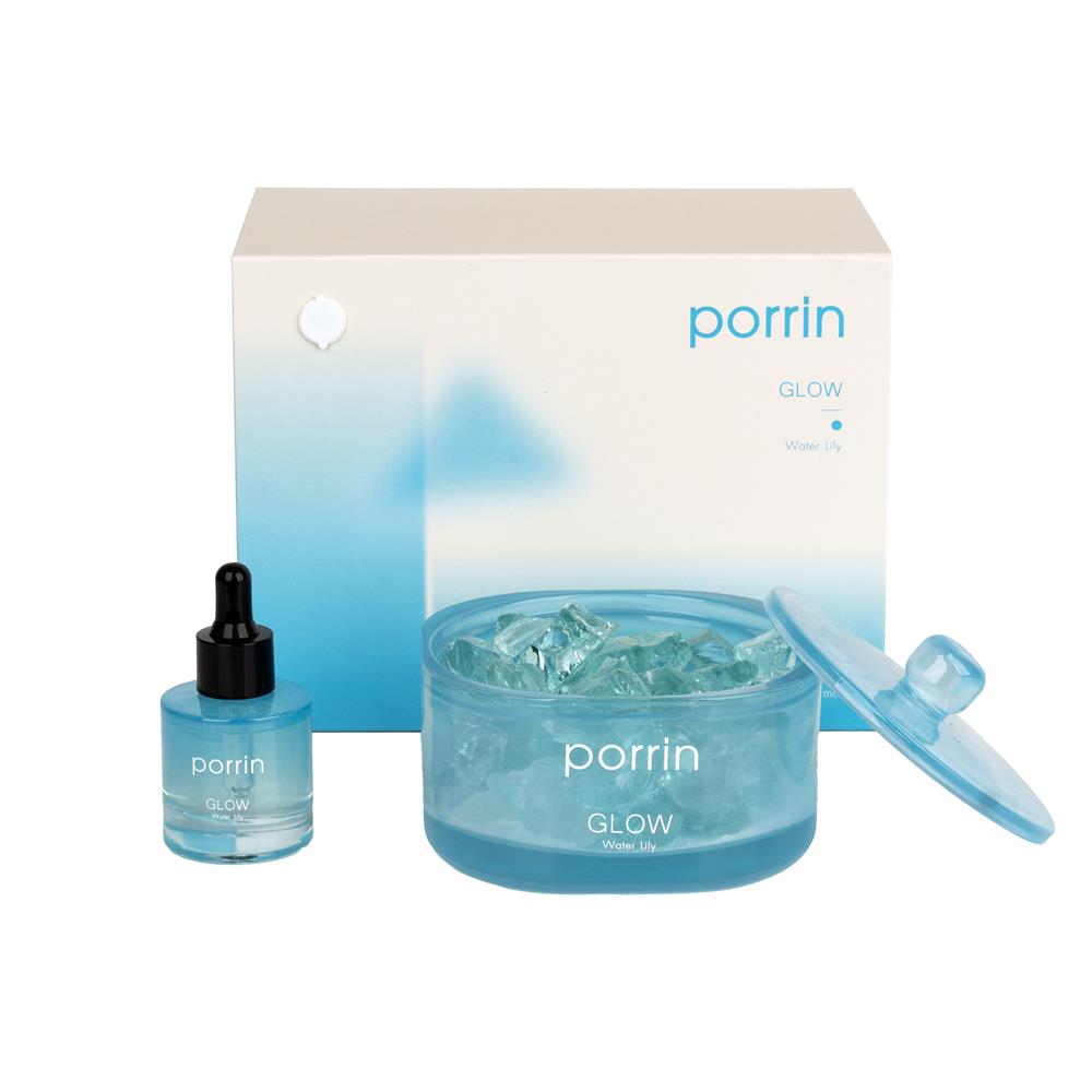 ชุดหินอโรม่าพร้อมน้ำหอม PORRIN GLOW 500 กรัม + 30 มล.