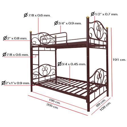 เตียง 2 ชั้น THAIBULL SSTLOT2F-0141-105R สีน้ำตาล_9