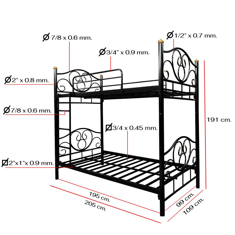 เตียง 2 ชั้น THAIBULL SSTLOT2F-0141-105R สีดำ