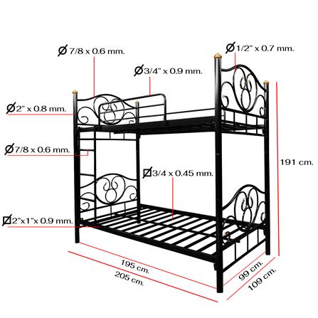 เตียง 2 ชั้น THAIBULL SSTLOT2F-0141-105R สีดำ_8