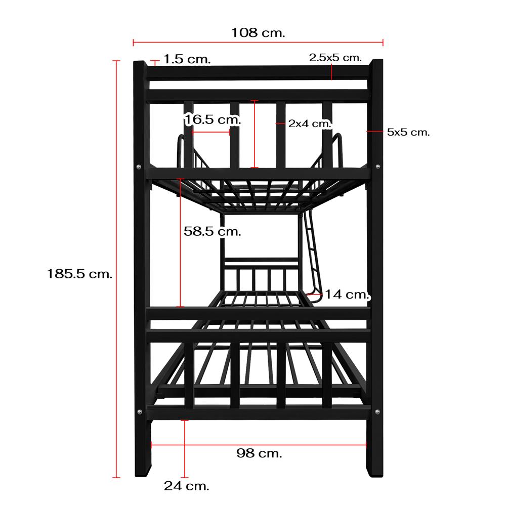 เตียงเหล็ก 2 ชั้น THAIBULL SSTSIL2F-0141-105R สีดำ