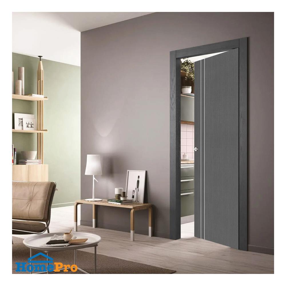 ประตูภายใน UPVC เจาะลูกบิด ECO-DOOR PE1 80x200 ซม. สีเทาเข้ม